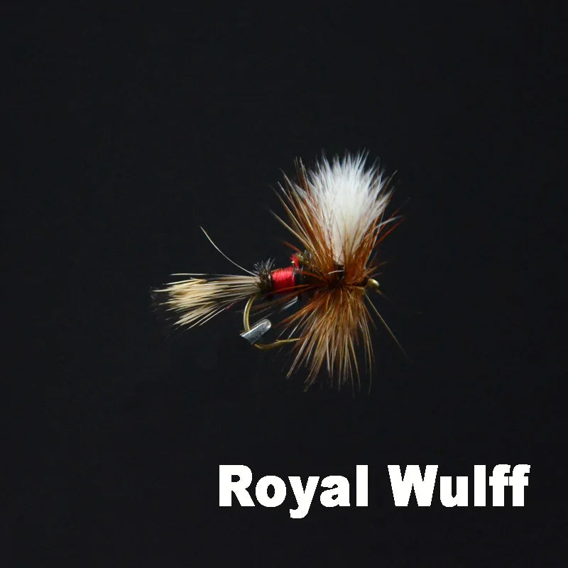 5pcs Grey Wulff/Royal Wulff Dry Flies Fly Fishing Lures 2styles Assorted 12# Artificial Fly Resembled Mayfiles Fooling Trout