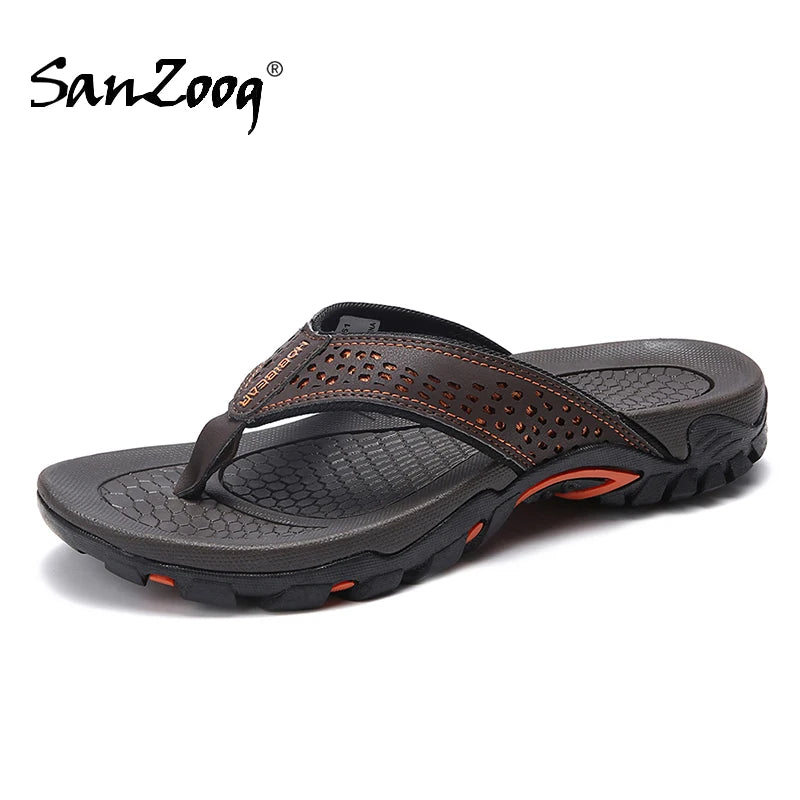 Summer Outside PU Leather Mens Flip Flops Slippers Outdoor Beach Shoes Flip Flop Plus Big Size 49 50 51 52 Hot Sale Dropshipping