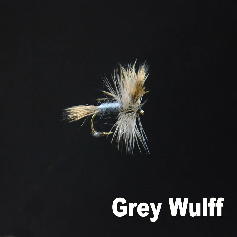 5pcs Grey Wulff/Royal Wulff Dry Flies Fly Fishing Lures 2styles Assorted 12# Artificial Fly Resembled Mayfiles Fooling Trout