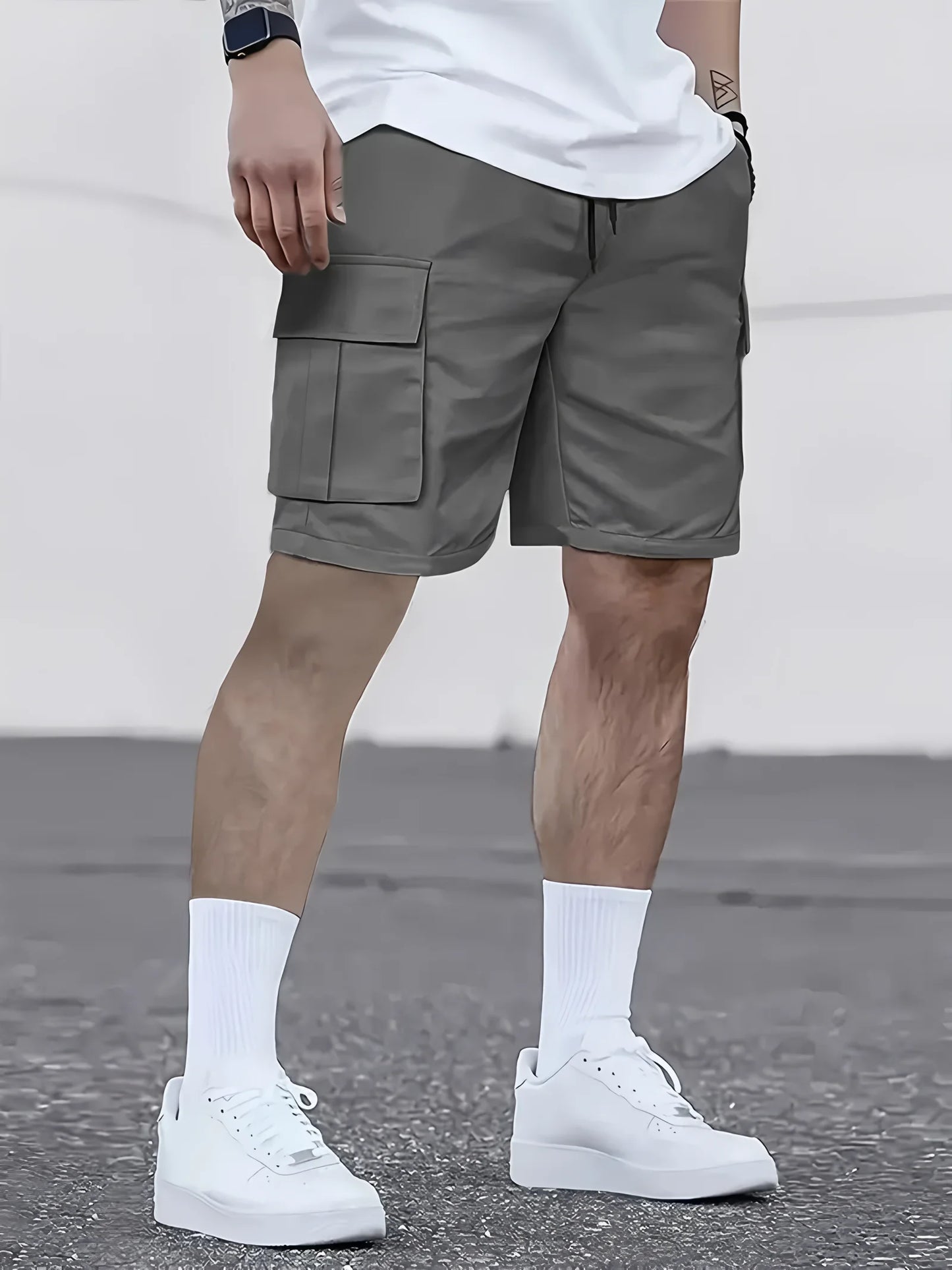 Men's work shorts; summer comfort; multi-pocket; outdoor leisure sport beach pants; elastic waistband