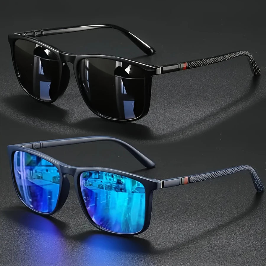 2pcs Luxury Square Vintage Cycling Sunglasses Men Women Fashion Travel Driving Fishing Sun Glasses Male Eyewear UV400