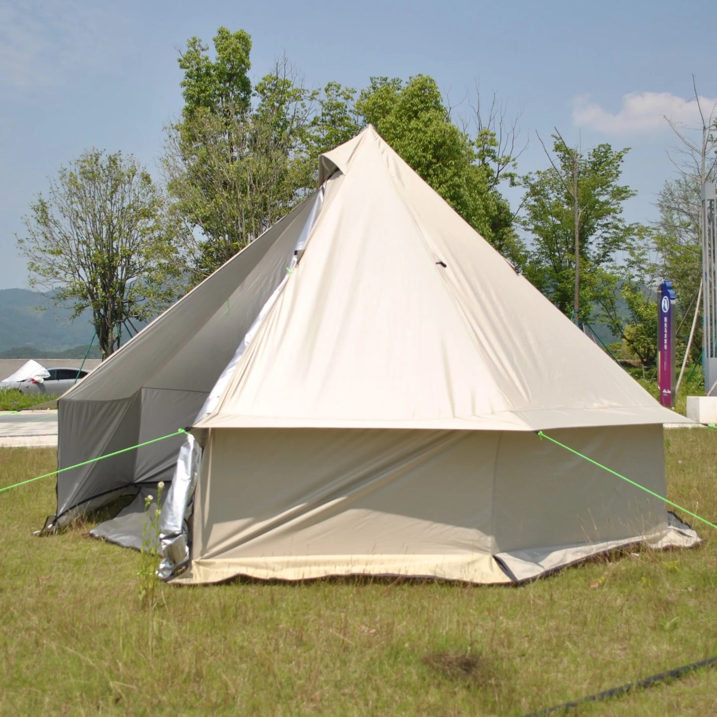 8 Person Large Pyramid Hot Tent with Four Seasons Camping Chimney Wood Stove for Outdoor Cooking Mongolian Bag Tent CZX-998