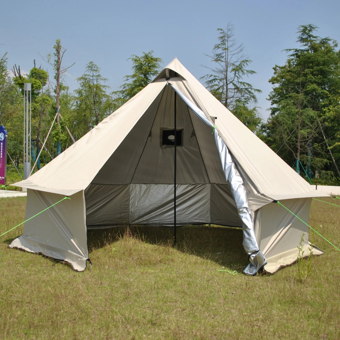 8 Person Large Pyramid Hot Tent with Four Seasons Camping Chimney Wood Stove for Outdoor Cooking Mongolian Bag Tent CZX-998