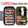 120PCS/Box Fly Fishing Lure Kit Dry Wet Flies Nymphs Woolly Buggers Streamers Emerger Worms Bass Trout Grayling Fishing Bait