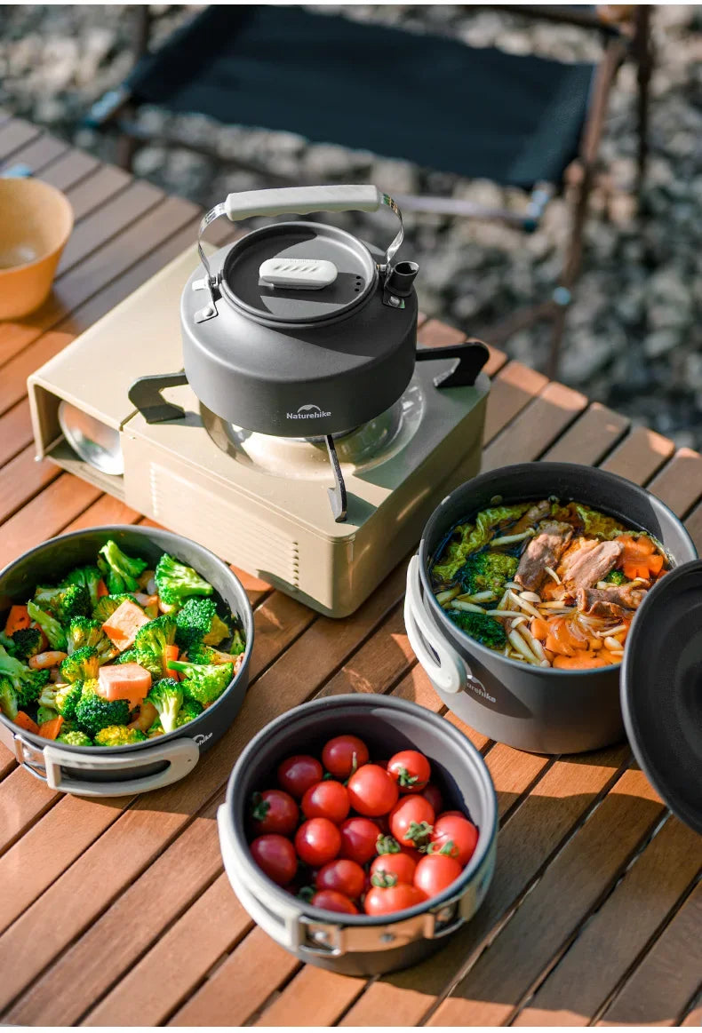 Naturehike Camping Cookware Outdoor Cooking Ultralight Aluminum Pot Kettle Tablewear Set Cool Camping Gear Kitchen Accessories