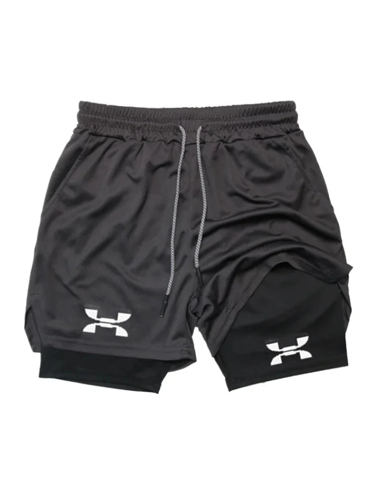 New Running Shorts Men Gym Sports Shorts 2 in 1 Quick Drying Workout Boxing Training Bottoms Fitness Jogging Short Pants Summer