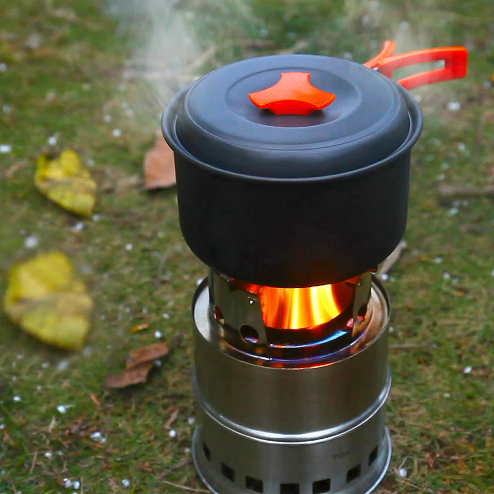 Camping Stove Portable Folding Windproof Wood Burning Stove Compact Stainless Steel Alcohol Stove Outdoor Camping Hiking Picnic