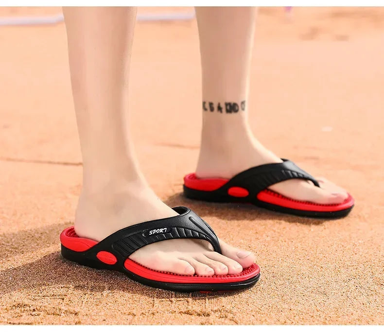 Men Massage Flip Flops EVA Slippers Summer Breathable Beach Shoes Sandals Men Flip Flops Breathable Plus Big Size Men Slipper 46