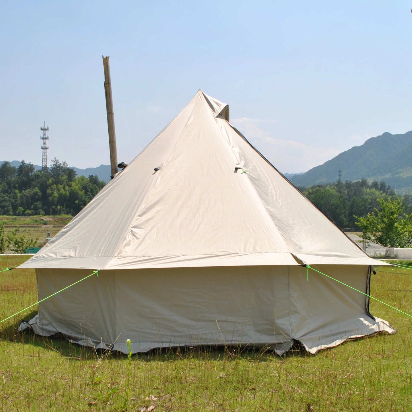 8 Person Large Pyramid Hot Tent with Four Seasons Camping Chimney Wood Stove for Outdoor Cooking Mongolian Bag Tent CZX-998