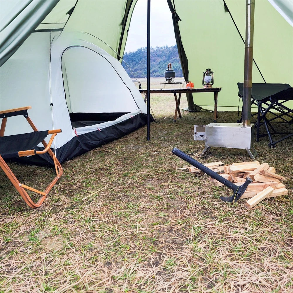 YOUSKY Winter Snow Skirt Outdoor Camping Tent with Chimney Wood Stove Large Pyramid Tent for Hot and Cold Weather Camping