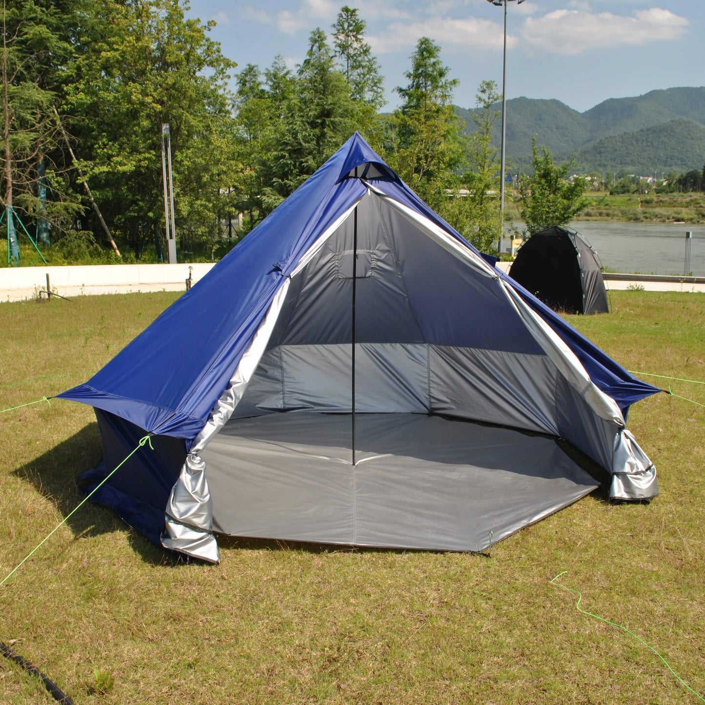 8 Person Large Pyramid Hot Tent with Four Seasons Camping Chimney Wood Stove for Outdoor Cooking Mongolian Bag Tent CZX-998