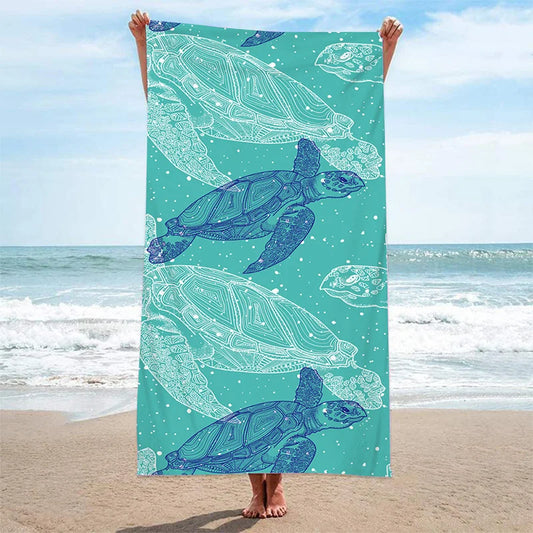 Beach Towel Sea Turtle Pattern Sun Protection Windproof Suitable For Swimming Pool Camping Travel Blanket