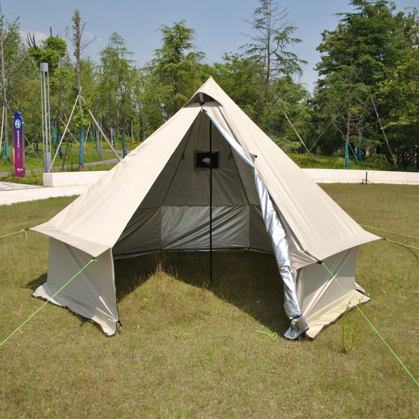 8 Person Large Pyramid Hot Tent with Four Seasons Camping Chimney Wood Stove for Outdoor Cooking Mongolian Bag Tent CZX-998