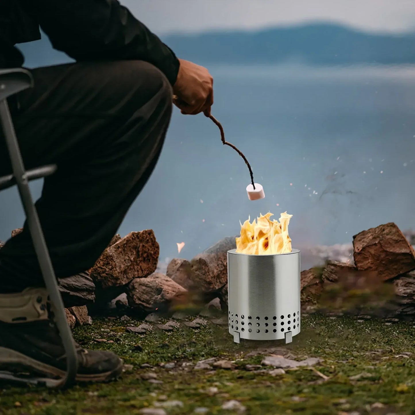 1pcs Portable Mini Camping Stove, Non-smoking, Suitable For Indoor And Outdoor Use, Perfect For Camping, Garden Warmth