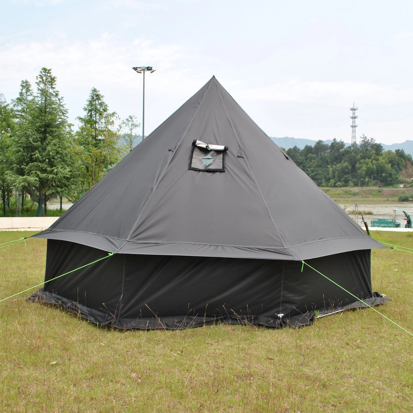 8 Person Large Pyramid Hot Tent with Four Seasons Camping Chimney Wood Stove for Outdoor Cooking Mongolian Bag Tent CZX-998