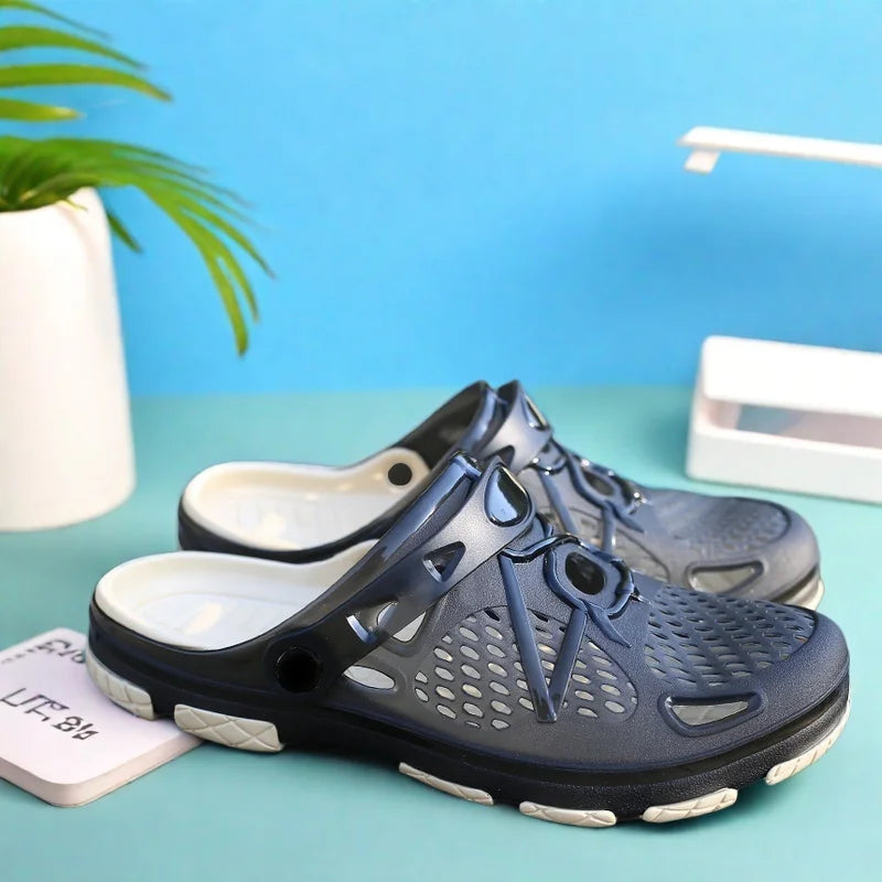 Men's lightweight slip-on sandals, indoor non-slip, outdoor beach casual, daily wear, comfortable slip-on shoes, fashionable clo