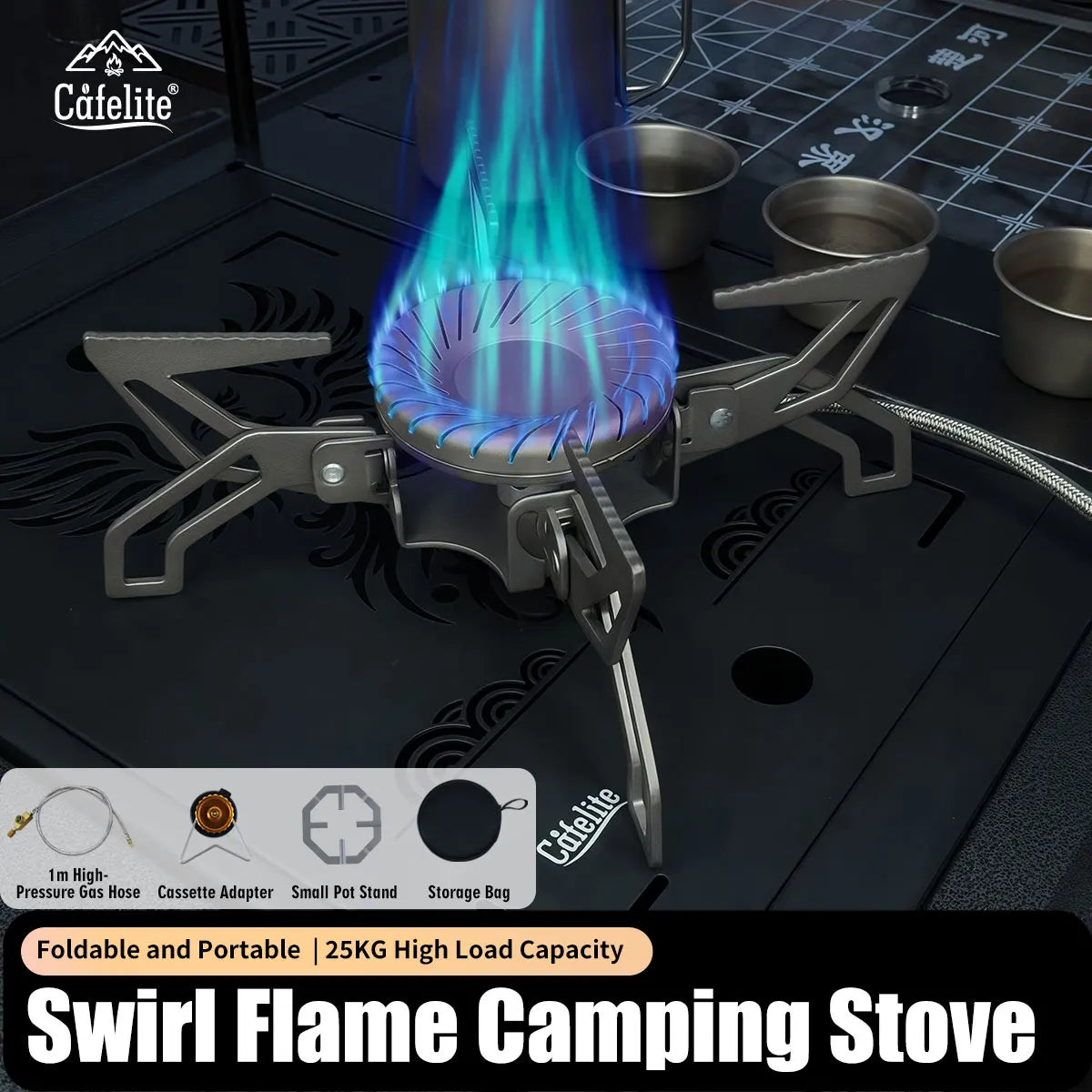 4200W Camping Stove with Gas BurnerSwirl Flame Ultralight Windproof High Power Gas Stove Outdoor Heater for Camping Hiking