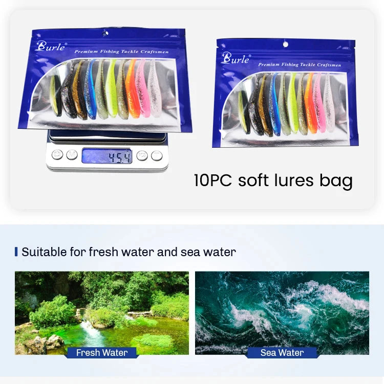 10Pcs/Bag 70mm 90mm 120mm Swim Bait Lure Soft Plastics 2 Inch Saltwater Paddle Tail Swimbait