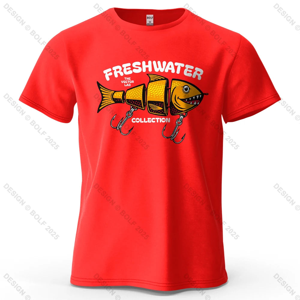 2026 New Fishing Lure Pattern Printed Men's T-Shirt 100% Cotton Oversized Fishing Hobby Graphic Tees for Women Tops Tees