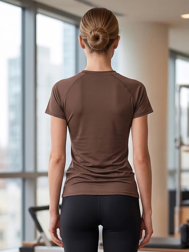 Women's Compression Shirt Short Sleeve Athletic Yoga Running T-Shirt Summer Gym Workout Quick Dry Stretchy Tees Tops Baselayer