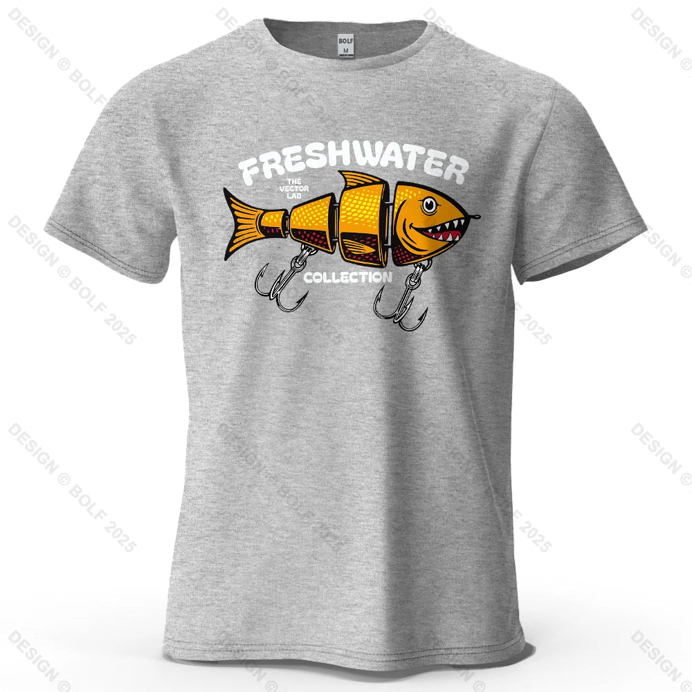 2026 New Fishing Lure Pattern Printed Men's T-Shirt 100% Cotton Oversized Fishing Hobby Graphic Tees for Women Tops Tees