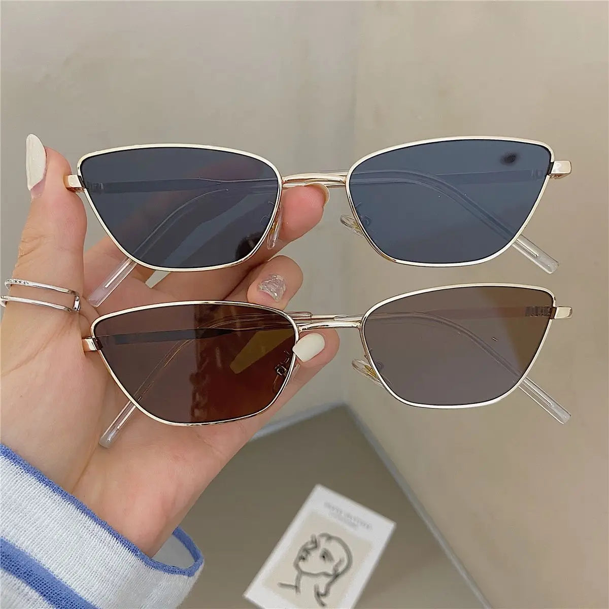 Fashion Cat Eye Sunglasses for Women Classic Anti-Reflective Vintage Square Metal Frame Sun Glasses Driving Eyewear UV400 Очки