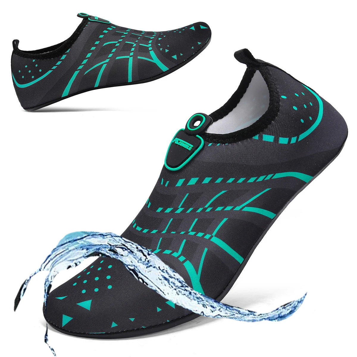 New Beach Shoes Wading Upstream Shoes Non-Slip Water Socks Swimming Shoes Breathable Treadmill Soft Shoes Black Soft Soled