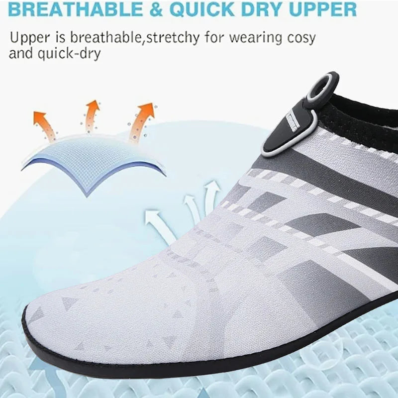 New Beach Shoes Wading Upstream Shoes Non-Slip Water Socks Swimming Shoes Breathable Treadmill Soft Shoes Black Soft Soled