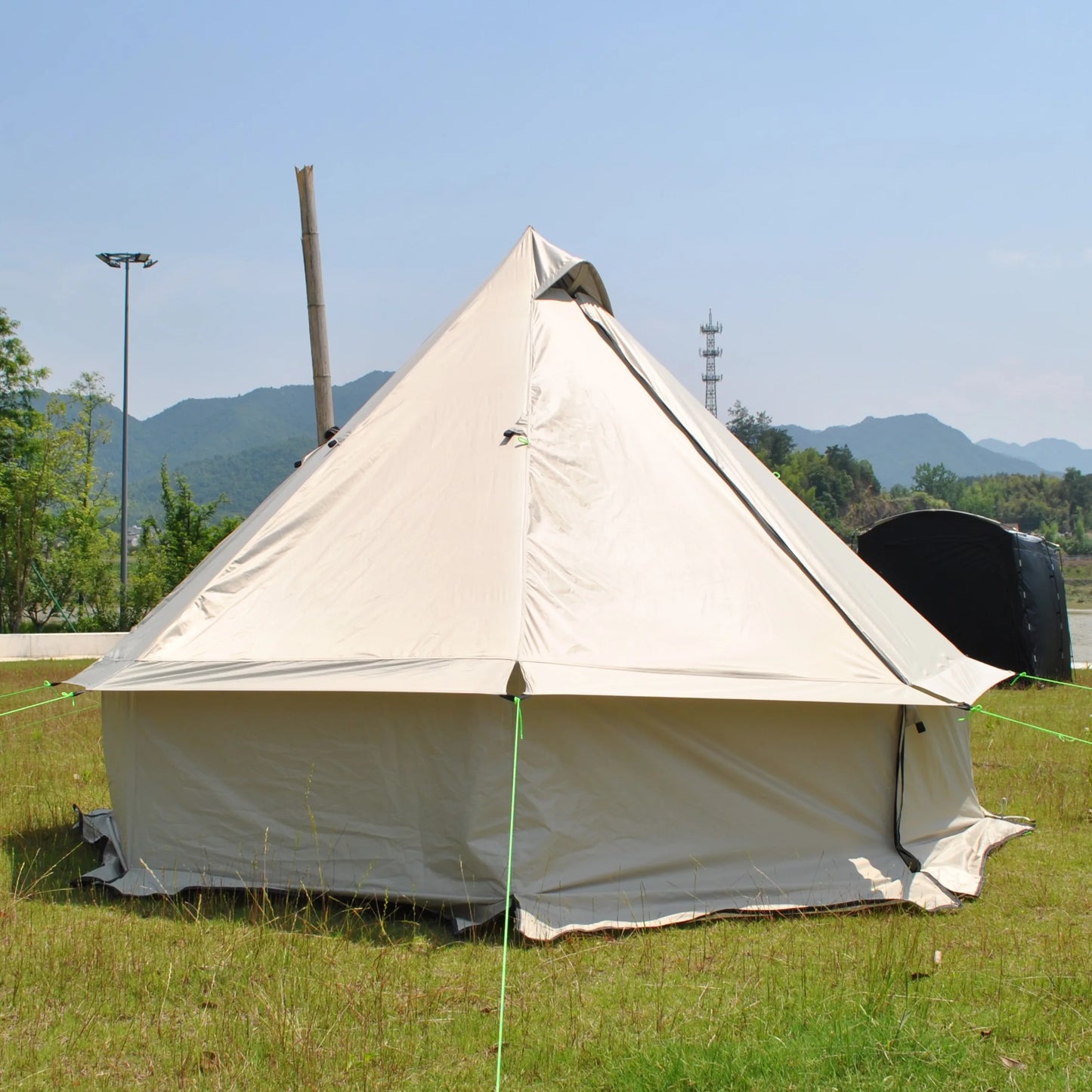 8 Person Large Pyramid Hot Tent with Four Seasons Camping Chimney Wood Stove for Outdoor Cooking Mongolian Bag Tent CZX-998