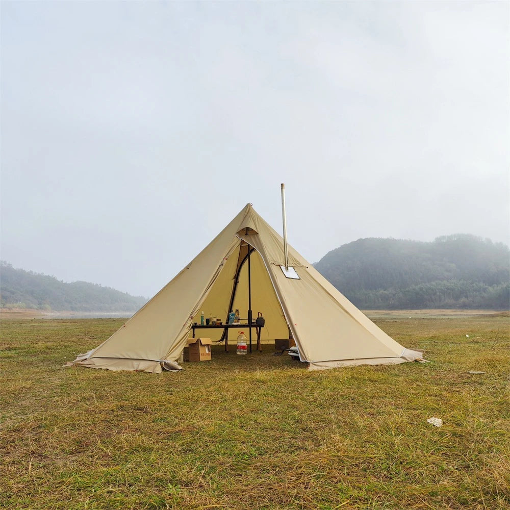YOUSKY Winter Snow Skirt Outdoor Camping Tent with Chimney Wood Stove Large Pyramid Tent for Hot and Cold Weather Camping