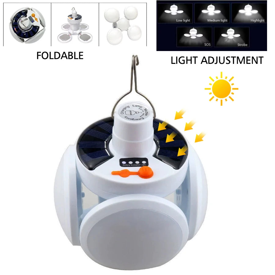 Rechargeable LED Camping Lantern With folding LED floodlight Portable Tent Light With 3 Light Modes For Camping, Hiking, Fishing