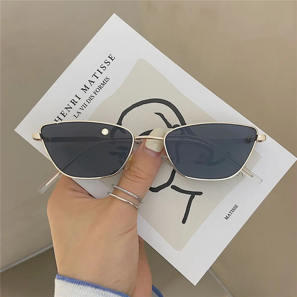 Fashion Cat Eye Sunglasses for Women Classic Anti-Reflective Vintage Square Metal Frame Sun Glasses Driving Eyewear UV400 Очки