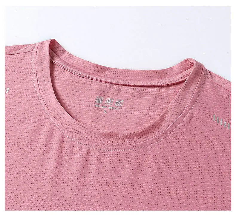 Women Reflective Running T-Shirt - High Elastic Breathable Quick-Dry Ice Silk Sport Top for Summer, Cool Short Sleeve Active Tee