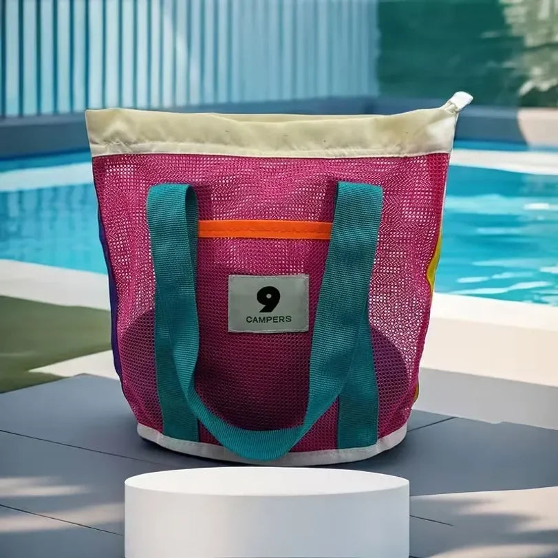 1 Piece Beach Bucket - Bathing Storage Bag, Portable Mesh Toiletry Tote for the Seaside