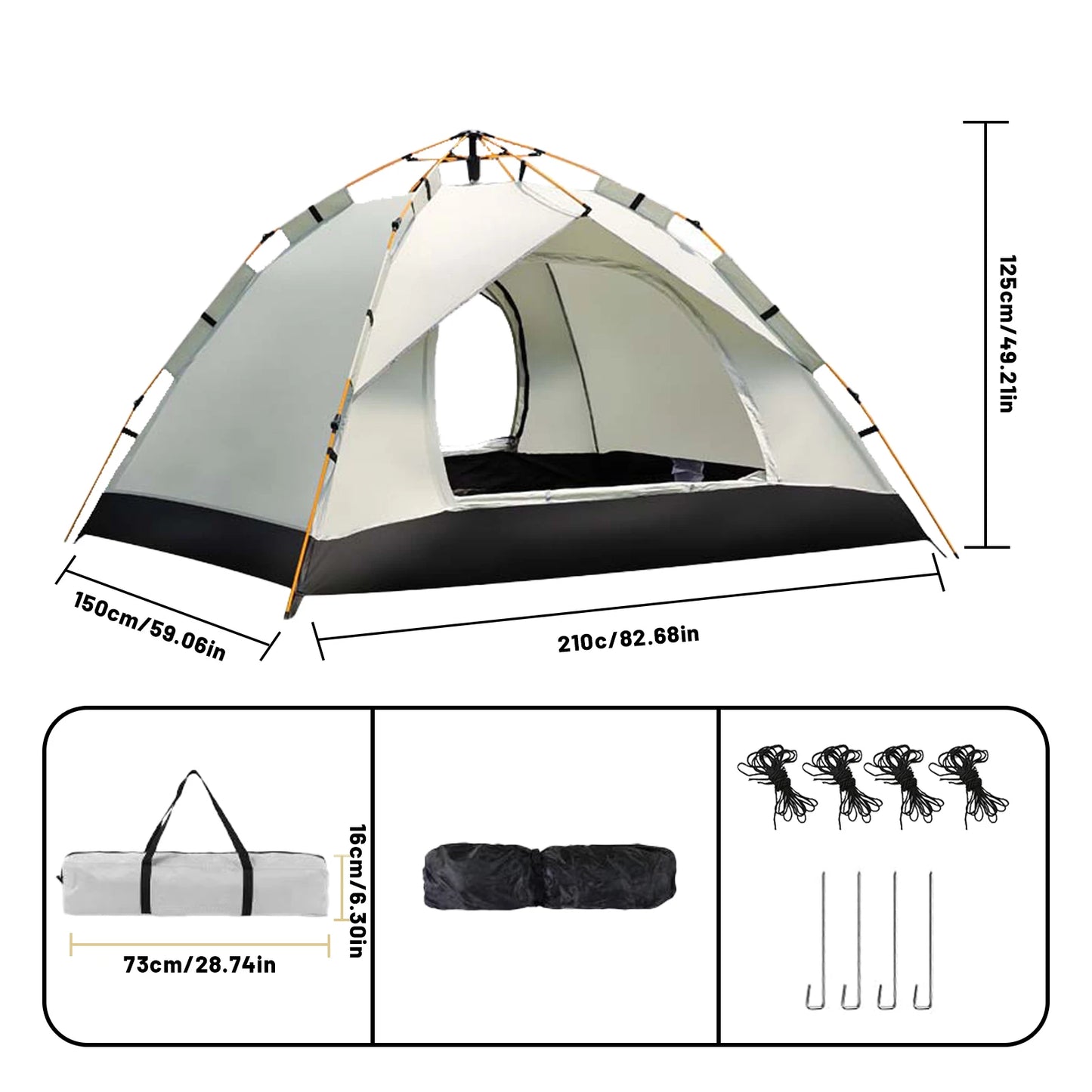 Portable Camping Tent Self-driving Travel Instant Tents For Outdoor Camping, Emergency Tent 4 Person Waterproof Family Tent