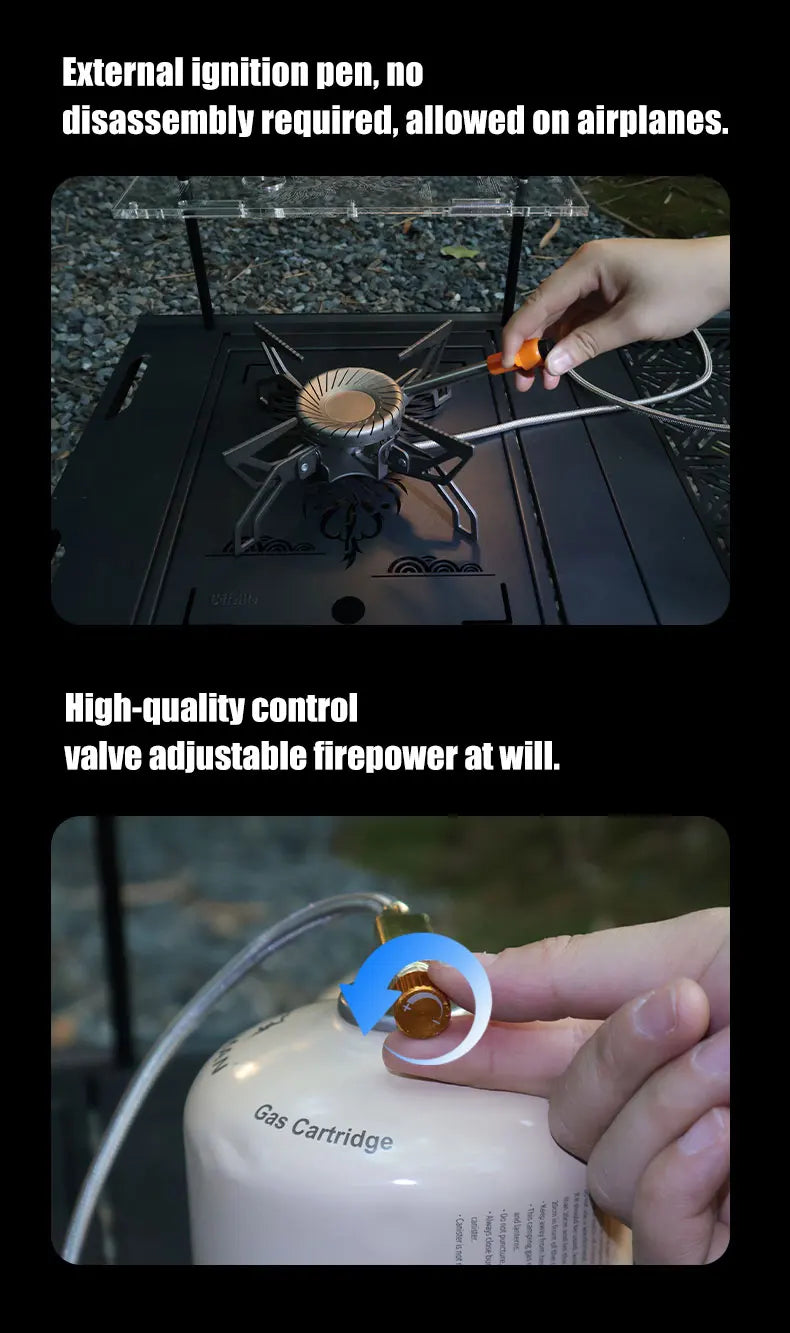 4200W Camping Stove with Gas BurnerSwirl Flame Ultralight Windproof High Power Gas Stove Outdoor Heater for Camping Hiking