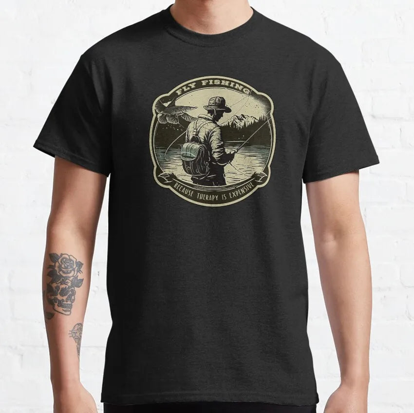 Evolution of Man Fly Fishing Funny T Shirt for men 100% Cotton printed plus size Fishing Angling Fishermen Fish Retr Gift Idea