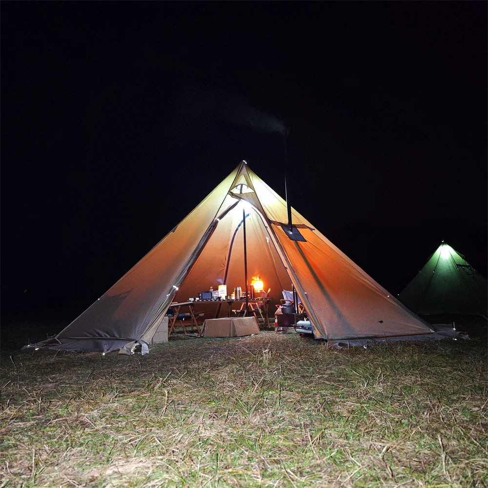 YOUSKY Winter Snow Skirt Outdoor Camping Tent with Chimney Wood Stove Large Pyramid Tent for Hot and Cold Weather Camping