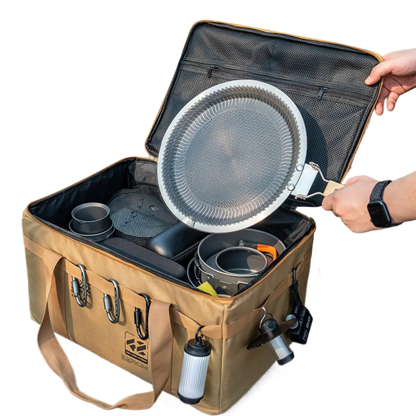 Camping Storage Bag Camping Cookware Organizer Tote Bag 30L Utility Duffel Foldable Container with Handle for Moving Dorm Garage