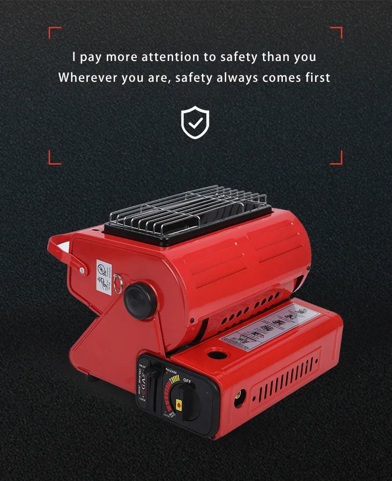 Portable Gas Camping Stove Outdoor Picnic BBQ Stove Portable Hand Warmer Home Heater Cassette Stove for Camping Tent Fishing