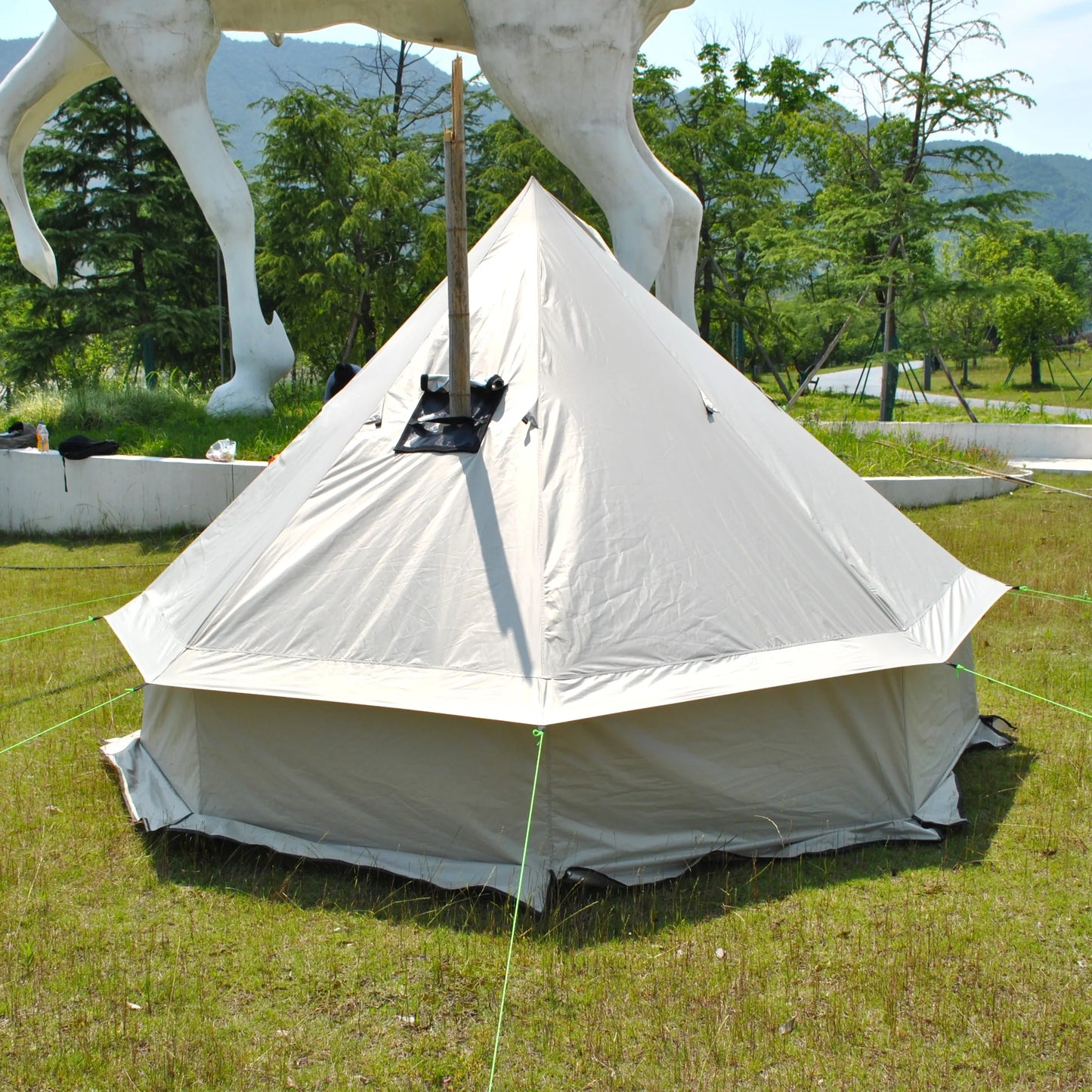 8 Person Large Pyramid Hot Tent with Four Seasons Camping Chimney Wood Stove for Outdoor Cooking Mongolian Bag Tent CZX-998