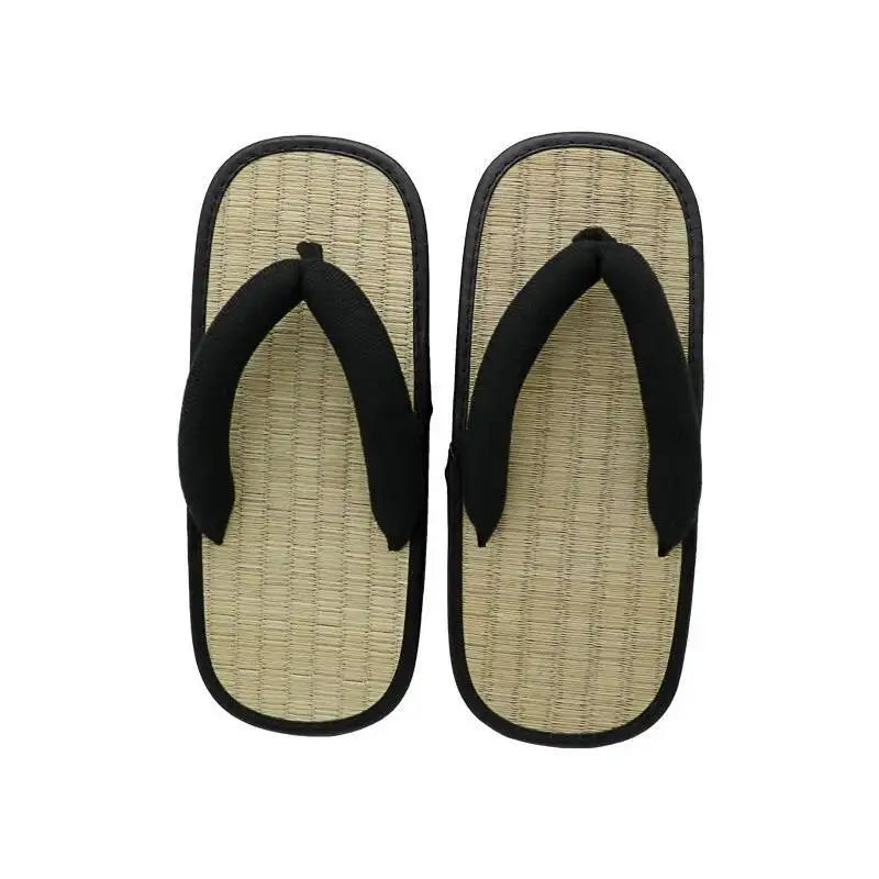 Japanese Geta Straw Plaited Article Man Flip Flops Summer Slippers Clip Slipper Sandals Open Toe Japanese Thick Bottom Slipper