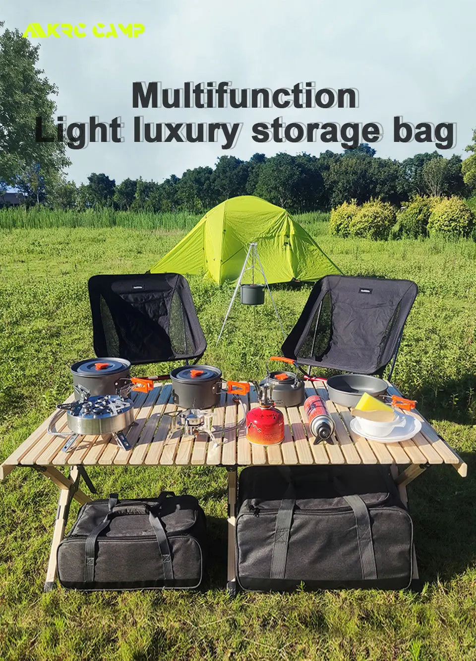 Outdoor Camping Cookware Bag  Cutlery Pouch Large Capacity Tableware Handbag Outdoor Stove Tableware Storage Bag for Picnic BBQ