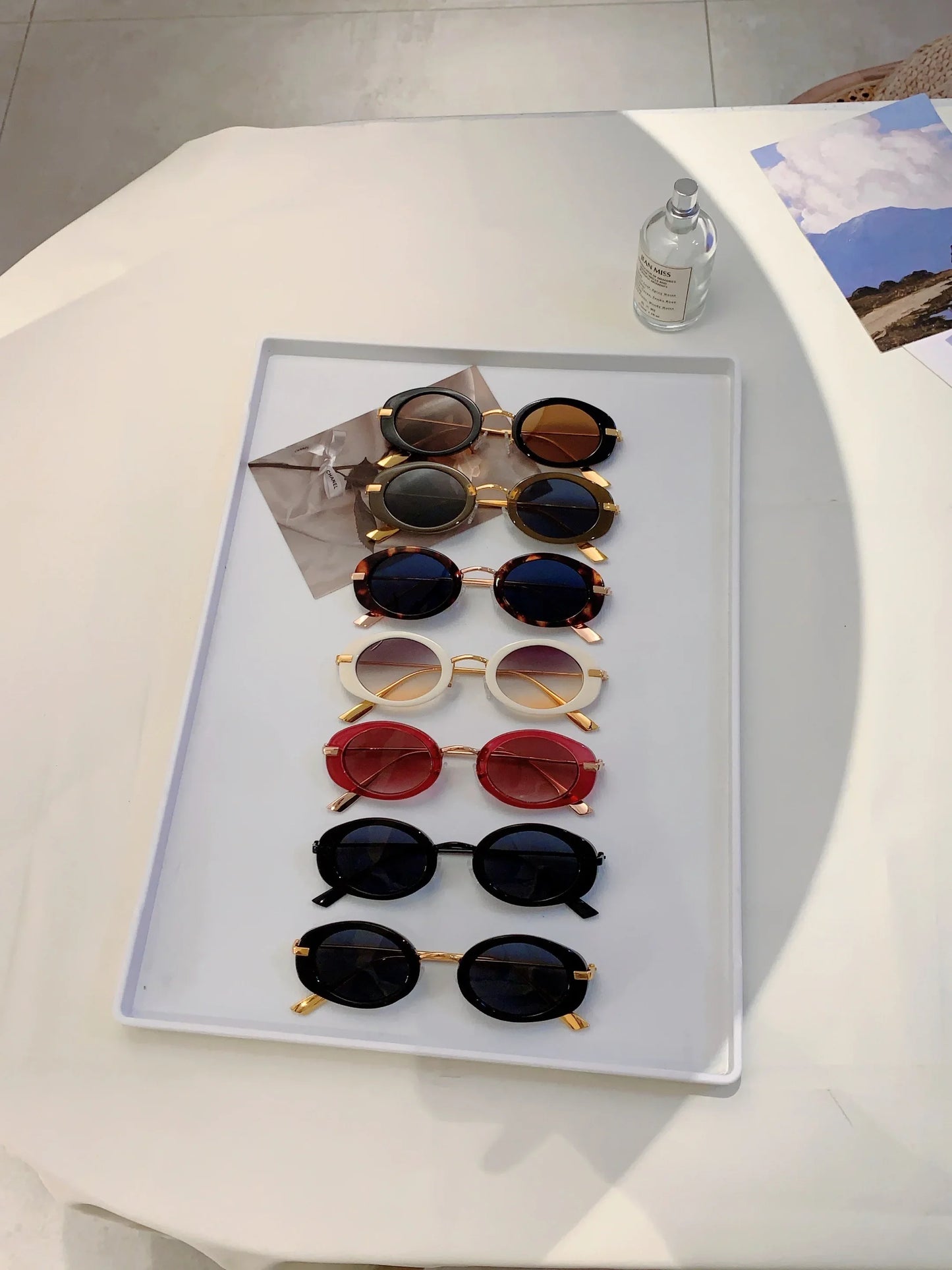 Small Oval Frame Retro Sunglasses Luxury Metal Designer Shades Women's Trendy Fashion Brand Leopard Beach Sun Glasses for Lady