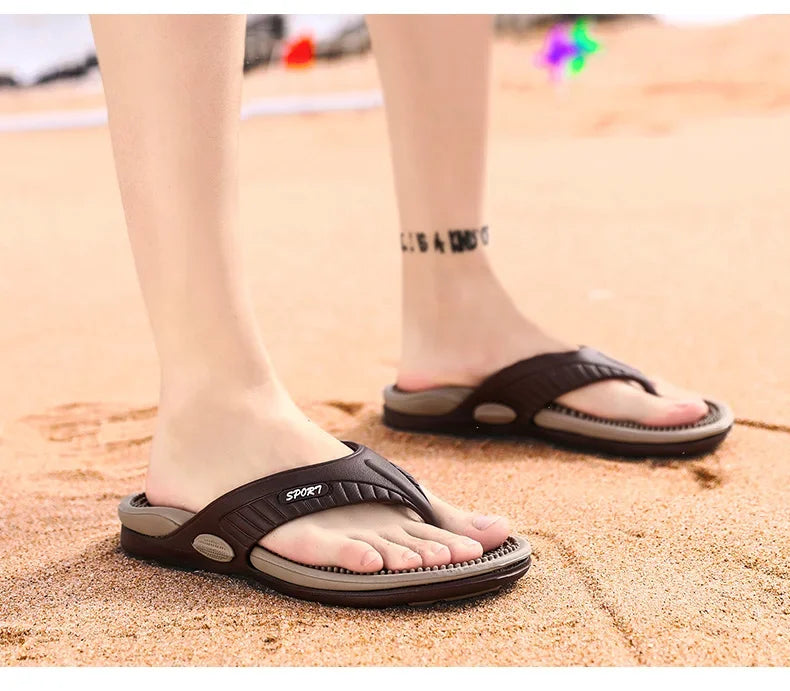 Men Massage Flip Flops EVA Slippers Summer Breathable Beach Shoes Sandals Men Flip Flops Breathable Plus Big Size Men Slipper 46
