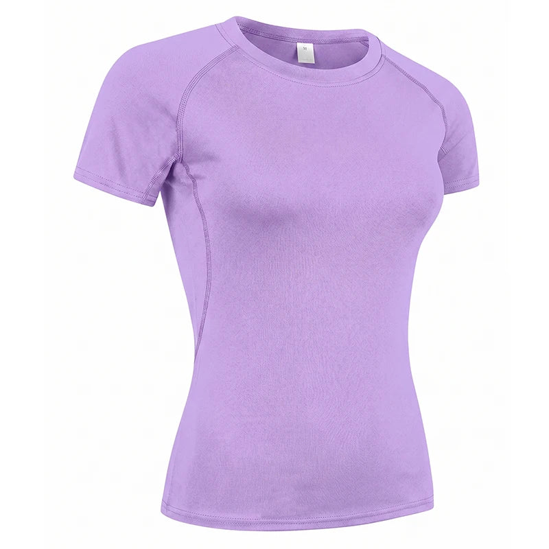 Women's Compression Shirt Short Sleeve Athletic Yoga Running T-Shirt Summer Gym Workout Quick Dry Stretchy Tees Tops Baselayer