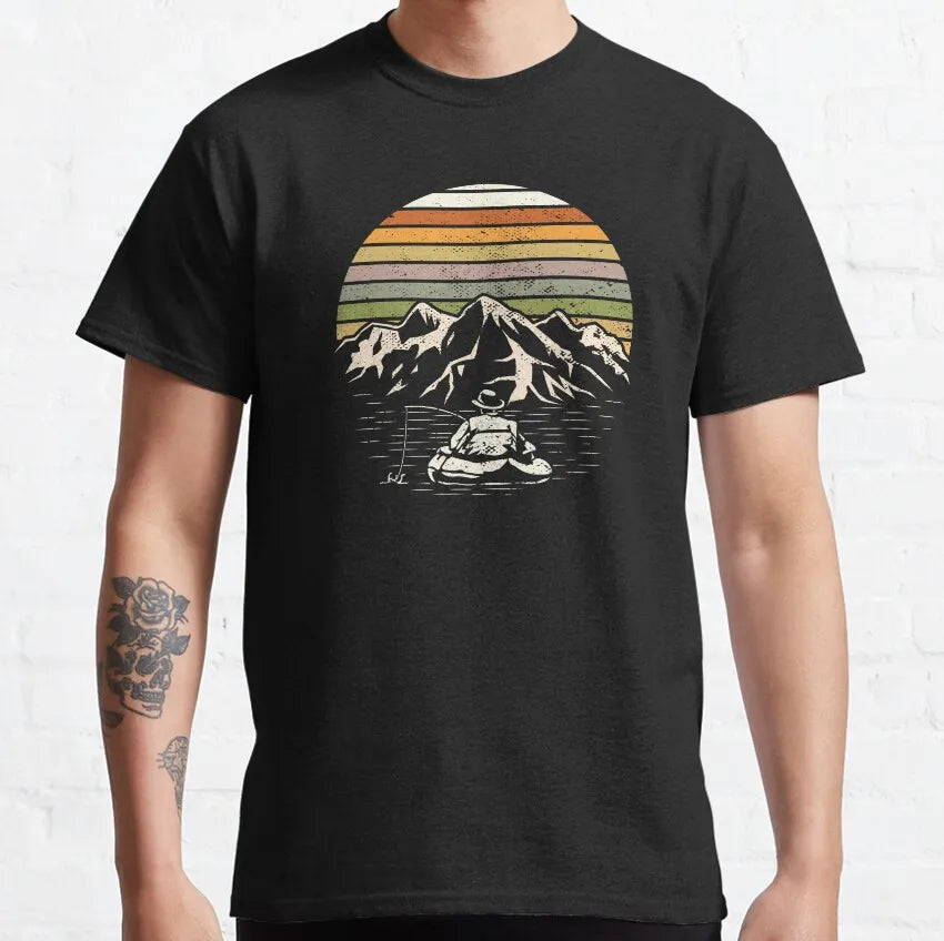 Evolution of Man Fly Fishing Funny T Shirt for men 100% Cotton printed plus size Fishing Angling Fishermen Fish Retr Gift Idea