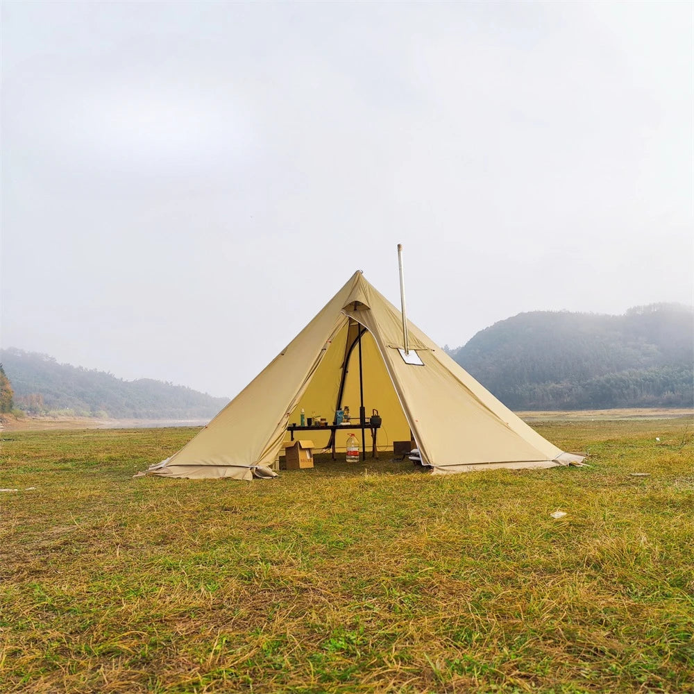 YOUSKY Winter Snow Skirt Outdoor Camping Tent with Chimney Wood Stove Large Pyramid Tent for Hot and Cold Weather Camping