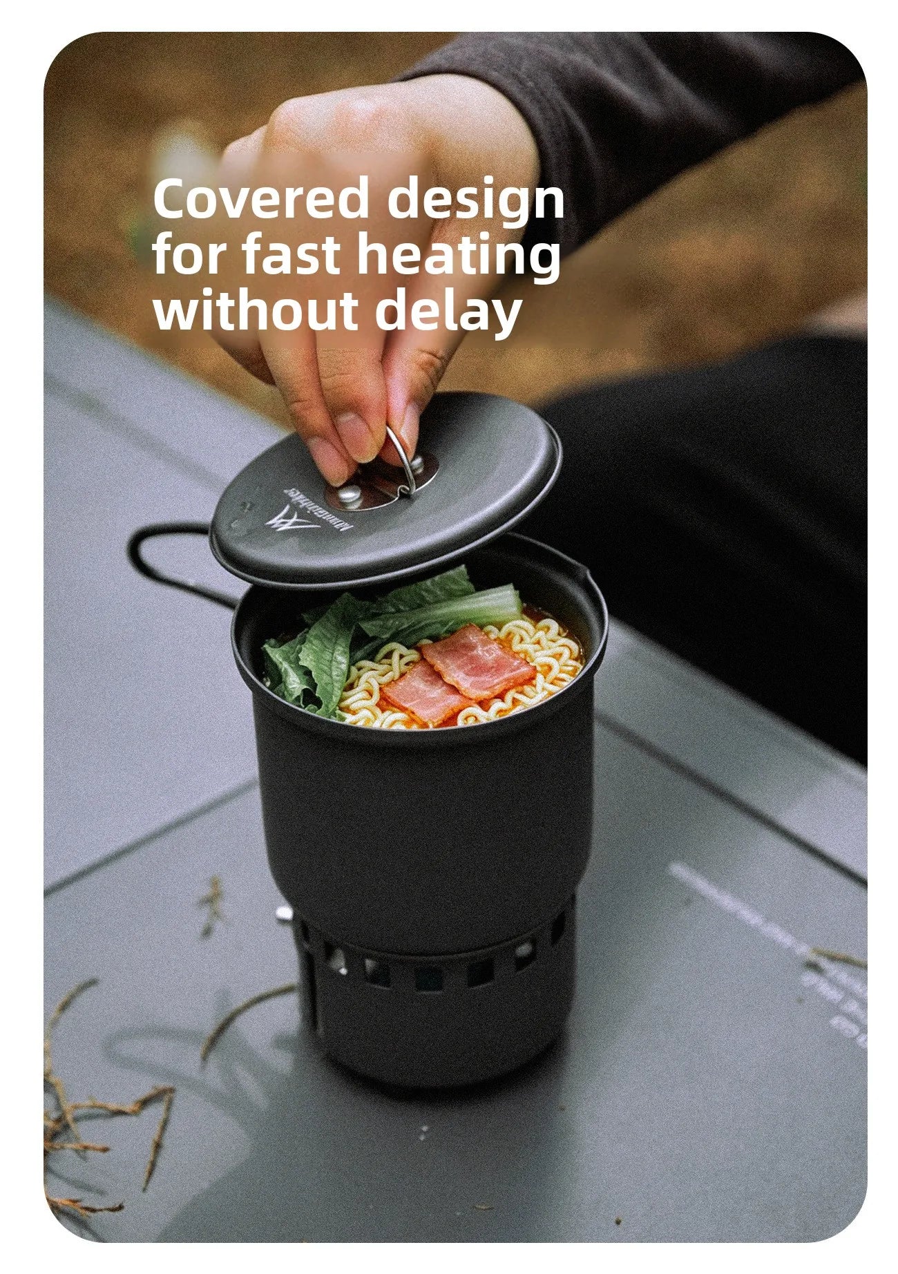 MOUNTAINHIKER New Outdoor Camping Alcohol Stove Set All-in-one Portable Lightweight Aluminum Alloy Stove Pot Cooking Accessory