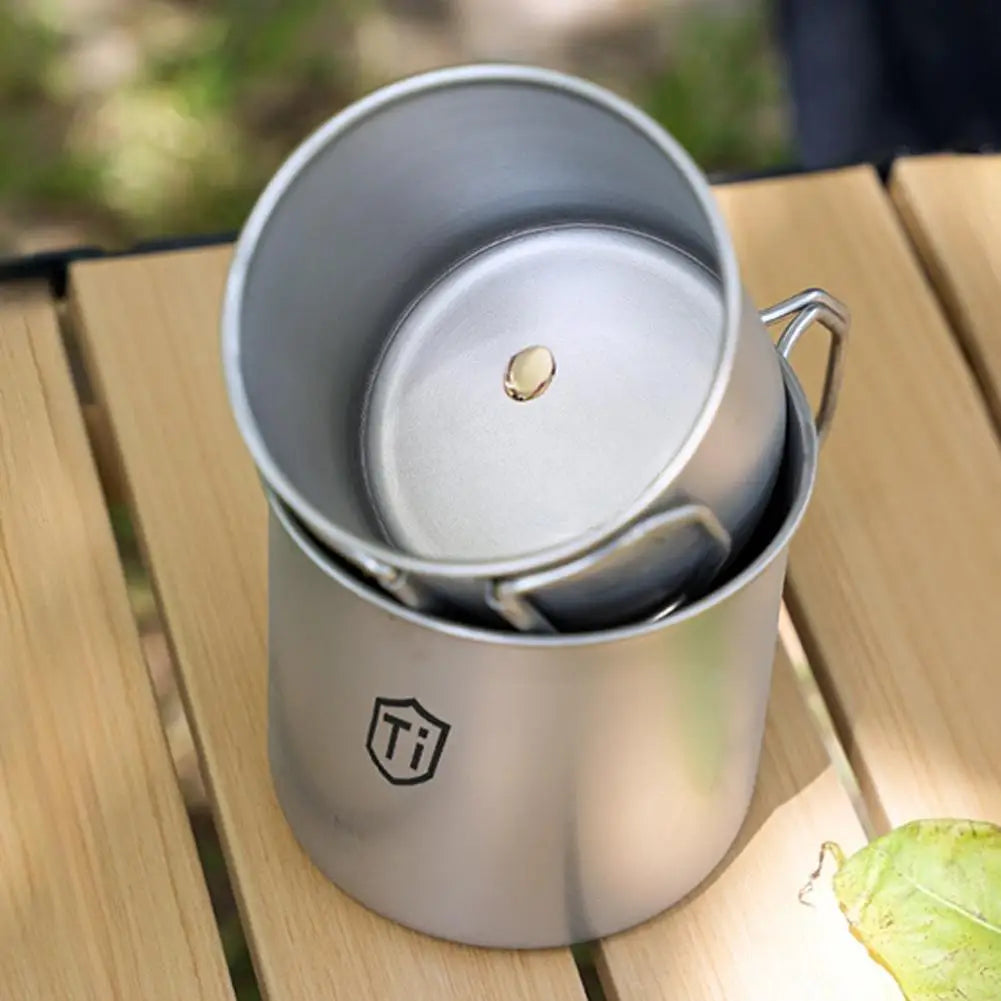 Camping Mug Titanium Cup Tourist Tableware Picnic Utensils Outdoor Kitchen Equipment Travel Cooking Set Cookware Hiking